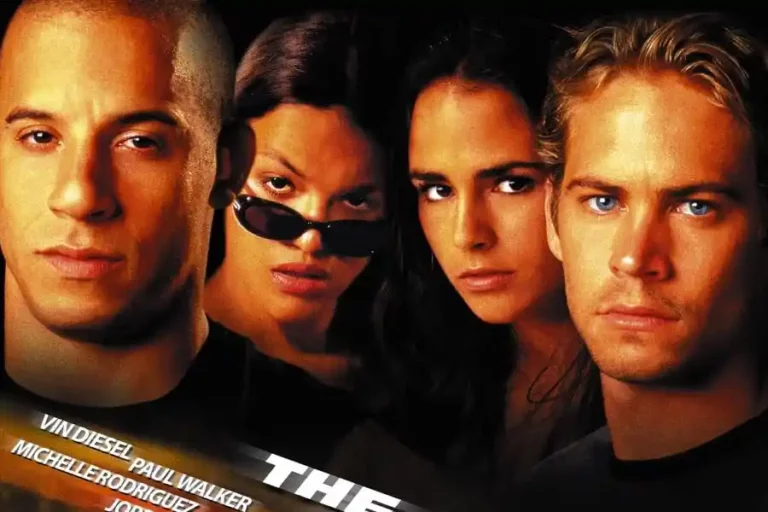 Vin Diesel, Jordana Brewster, Michelle Rodriguez, dan Paul Walker dalam poster film The Fast and the Furious (2001)